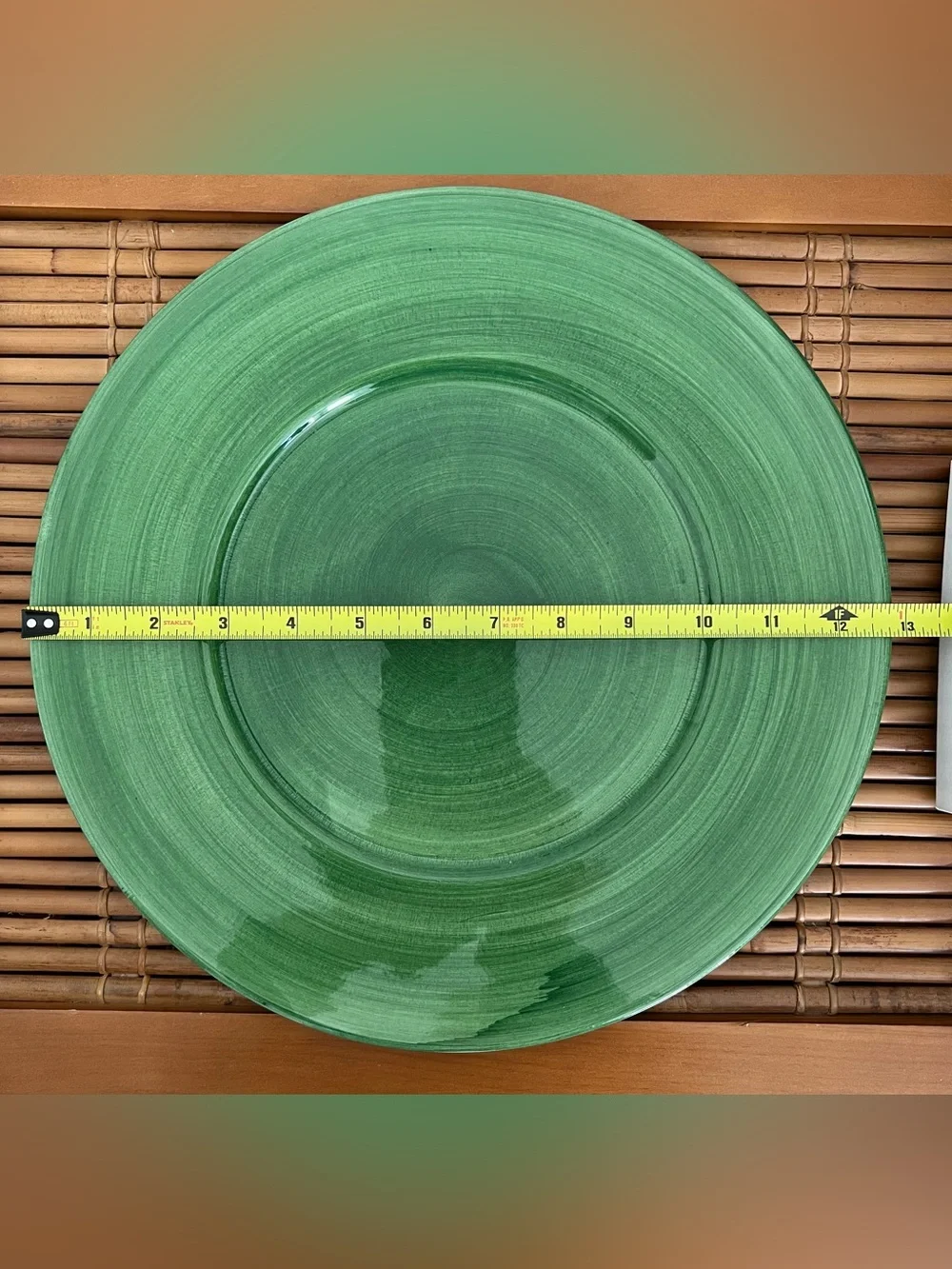 Vintage Vietri Green Hand-Glazed Ceramic Chop Plate or Service Plate 13